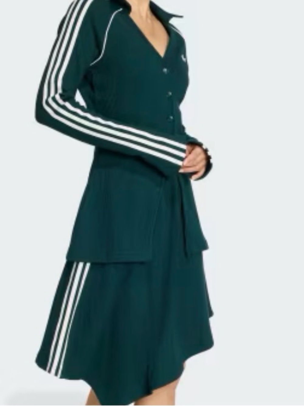 adidas Dark Green Asymmetrical Three-Stripe Skirt - Picture 5 of 6
